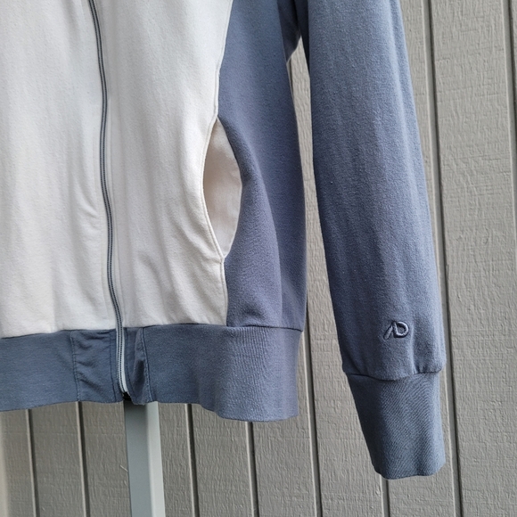 Nike | Athletic Cotton Stretch Full Zip Jacket EUC Blue & Cream Mock Neck XL - Picture 6 of 13